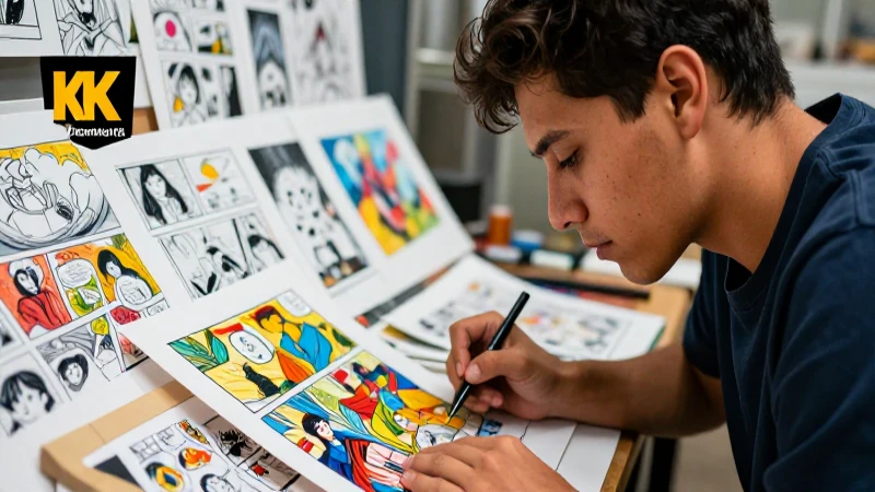 Historietas: concepto, características y ejemplos clave 6 Joven creador mexicano pasión en su proceso artístico