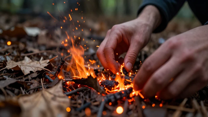 Manos examinan hojas bajo brasas de fuego