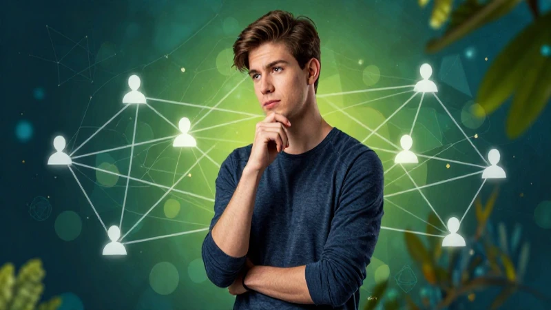 Joven pensativo en un mundo geométrico vibrante