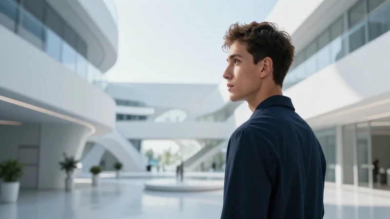 Retrato futurista de joven moderno e introspectivo