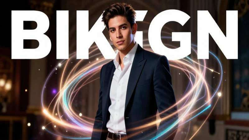 Joven profesional moderno rodeado de diseño geométrico vibrante