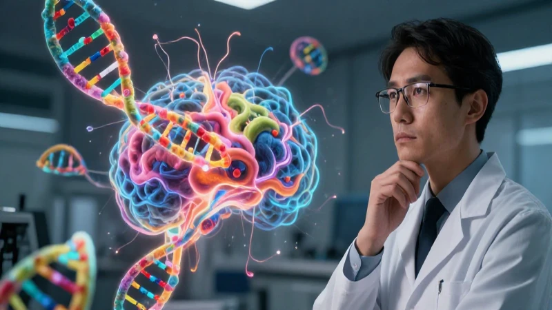 Homeostasis: Definición y Concepto Esencial Explicado 6 Investigador observa una red neural holográfica y ADN