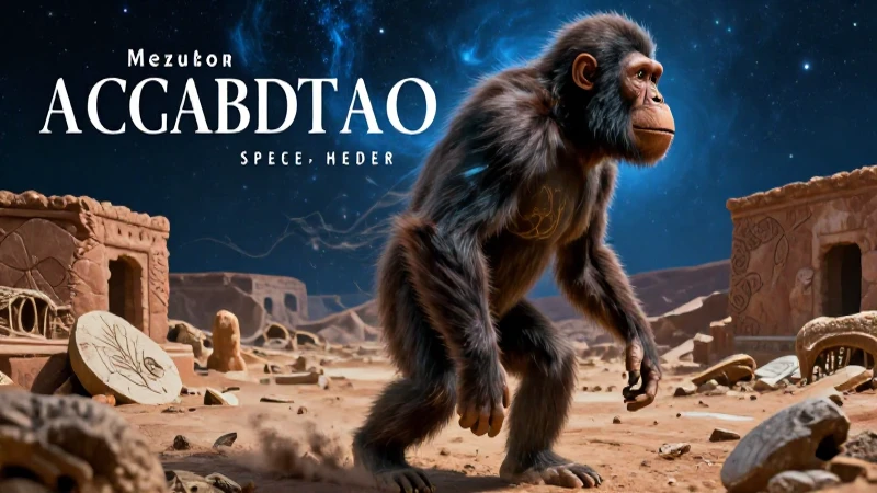 Humano evolucionando en un escenario prehistórico y estelar