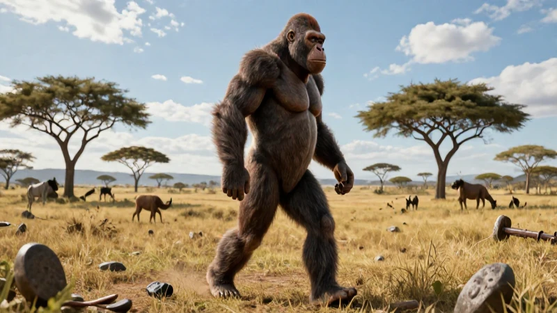 Homo erectus: Historia, subespecies y características claves 5 Homo erectus ilustrado en la sabana africana
