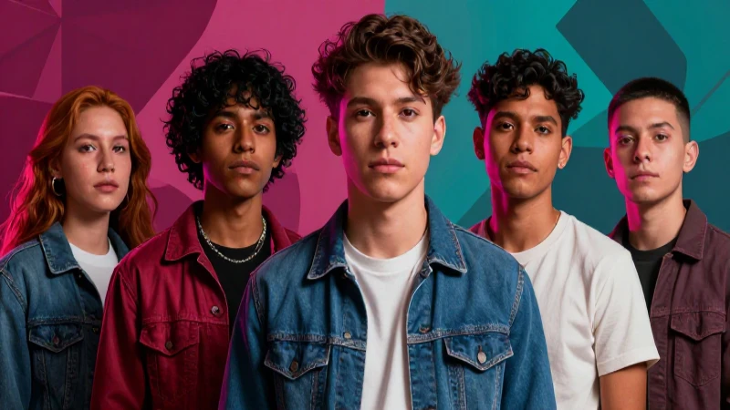 Jóvenes LGBTQ+ con orgullo frente a un fondo simbólico