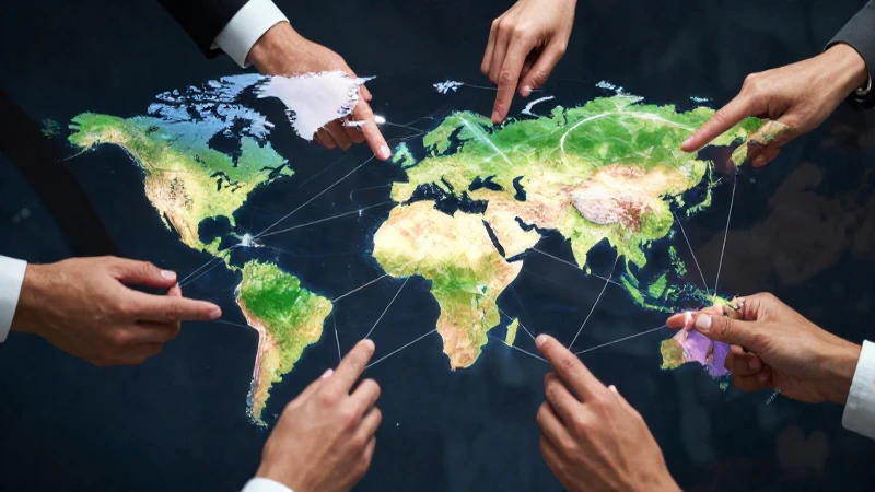 Red global de manos conectando el conocimiento profesional