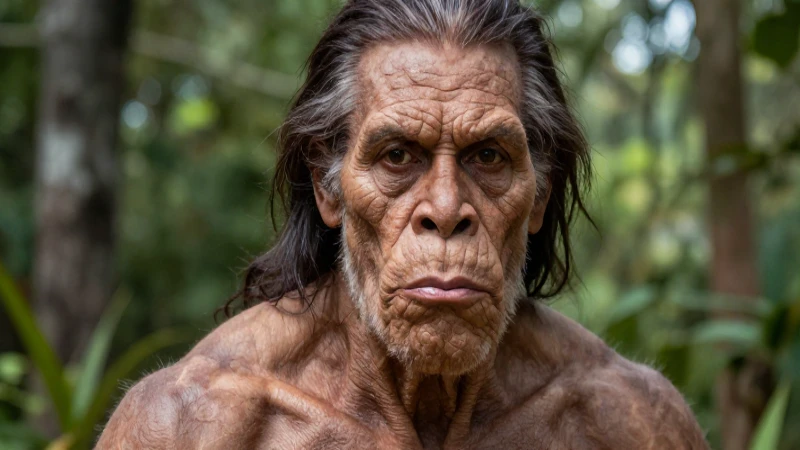 Retrato detallado de Neandertal con estética educativa mexicana