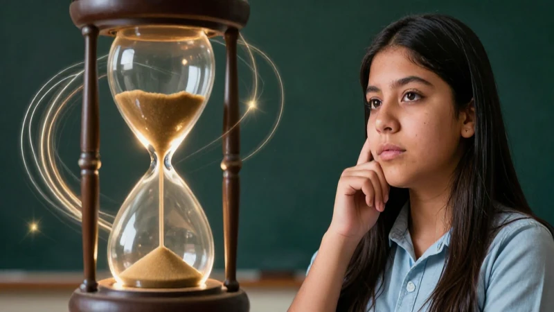Horas: Definición, Concepto y Su Importancia en la Vida 6 Estudiante mexicano, reloj de arena abstracto y vibrante