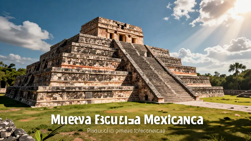 Ruinas mesoamericanas, ilustración real y educativa