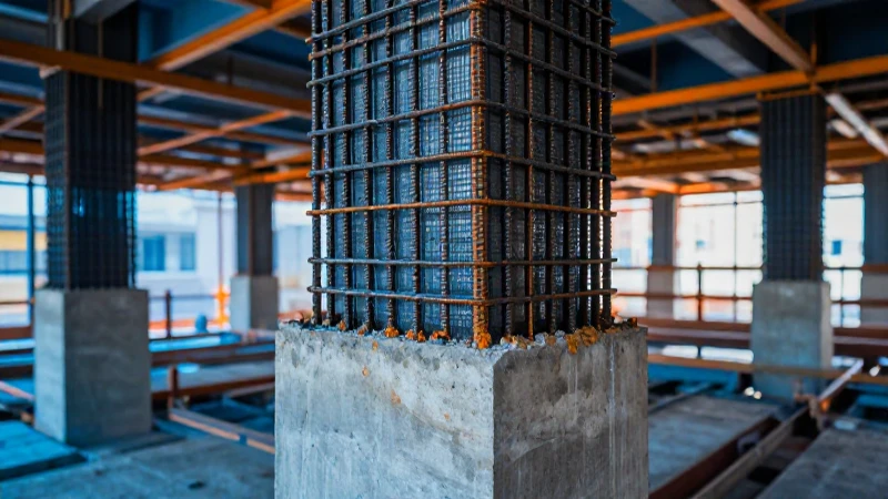 Hormigón: definición, concepto y usos en la construcción 4 Columna de concreto reforzado, detallada y vibrante