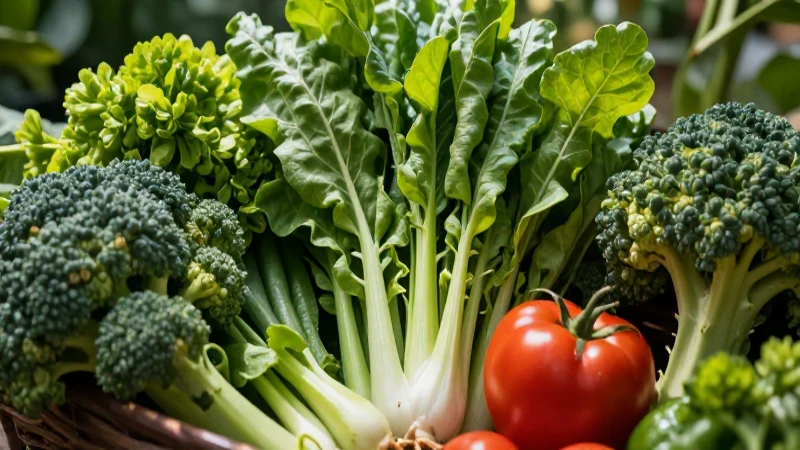 Ver jardín vibrante, vegetales, luz dramática, realismo extremo
