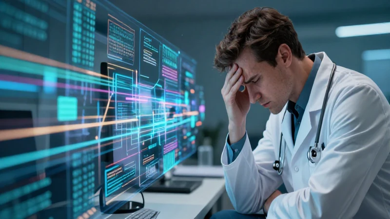 Estrés médico con visualización de datos compleja