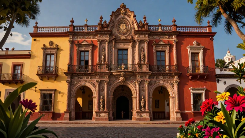 Hostal colonial mexicano, ilustración de lujo
