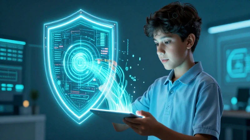 Huella digital: Guías para proteger tu identidad online 6 Estudiante digital protegida con datos vibrantes