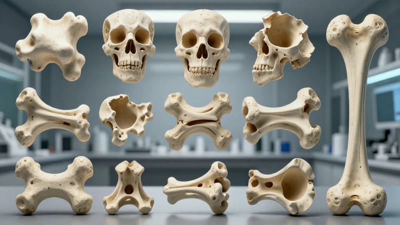 Estudio anatómico hiperrealista de estructuras óseas humanas