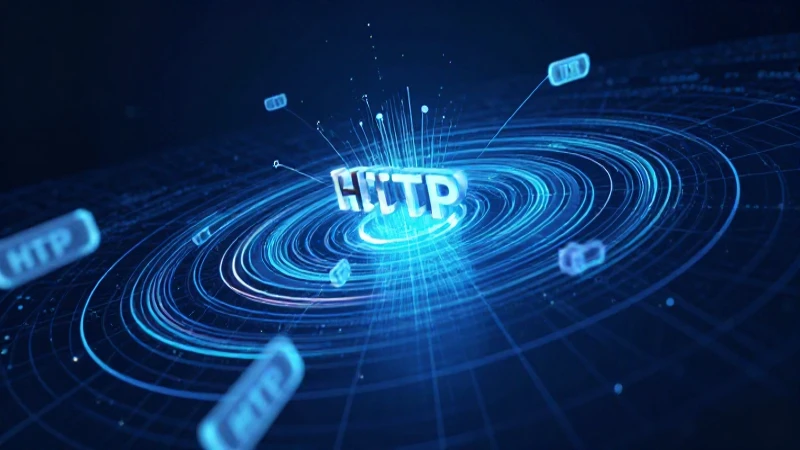 Datos HTTP visualizados en un núcleo digital ciber futurista
