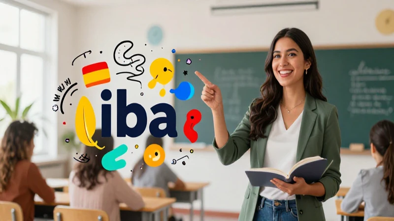 Atractiva imagen de profesora enseñando gramática