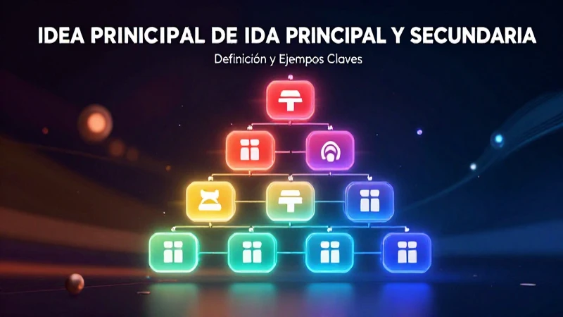Idea Principal y Secundaria: Definición y Ejemplos Claves 5 Ilustración conceptual de estructura jerárquica y aprendizaje