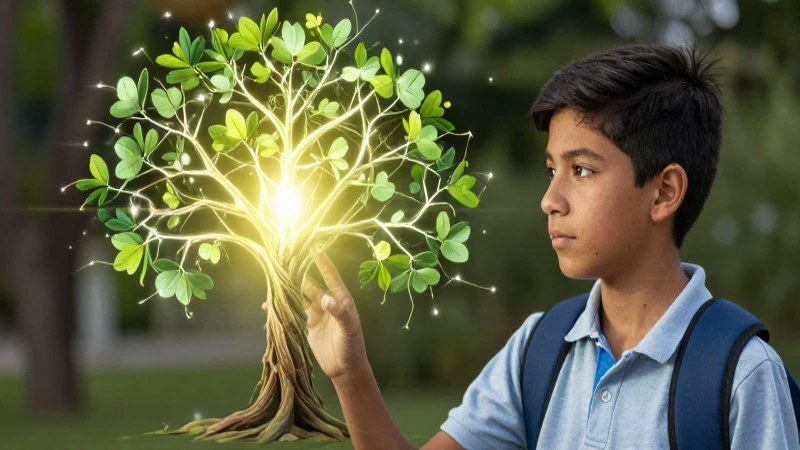 Idea Principal y Secundaria: Definición y Ejemplos Claves 4 Estudiante observa árbol de conocimiento dinámico