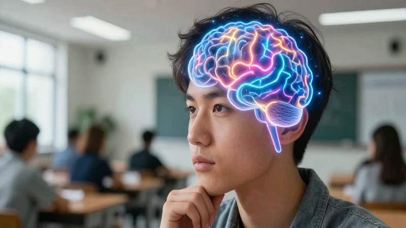 Neuronas brillantes de un estudiante reflexivo