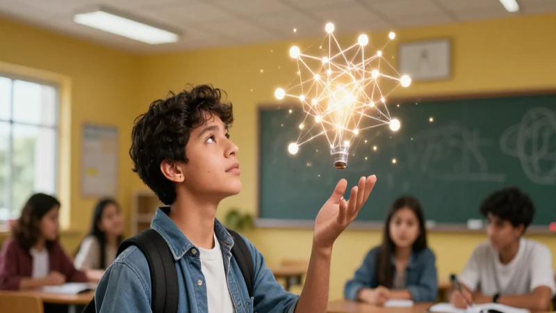 Estudiante mexicana imagina ideas brillantes en clase