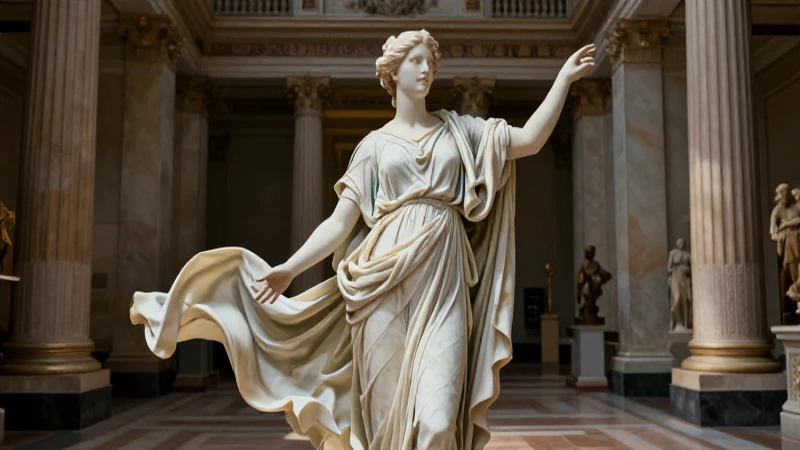 Figura clásica majestuosa en galería