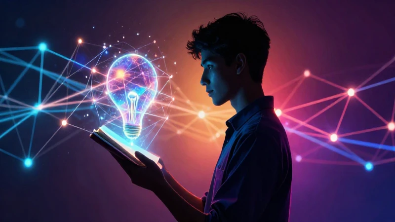 Silueta intelectual con ideas holográficas y luz dinámica