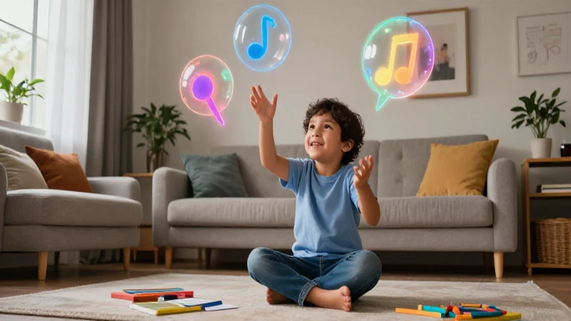 Niño mexicano aprende con burbujas abstractas