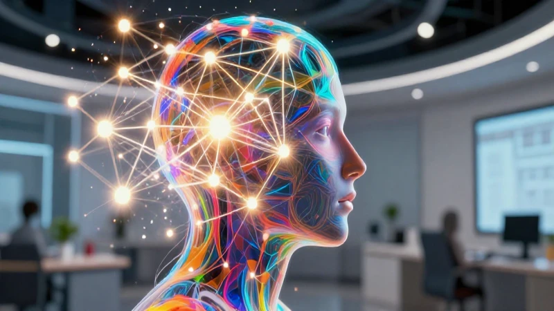 Mente abstracta conecta con nodos lumínicos
