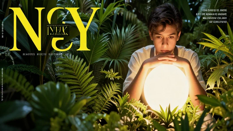 Joven reflexivo con luz y crecimiento natural