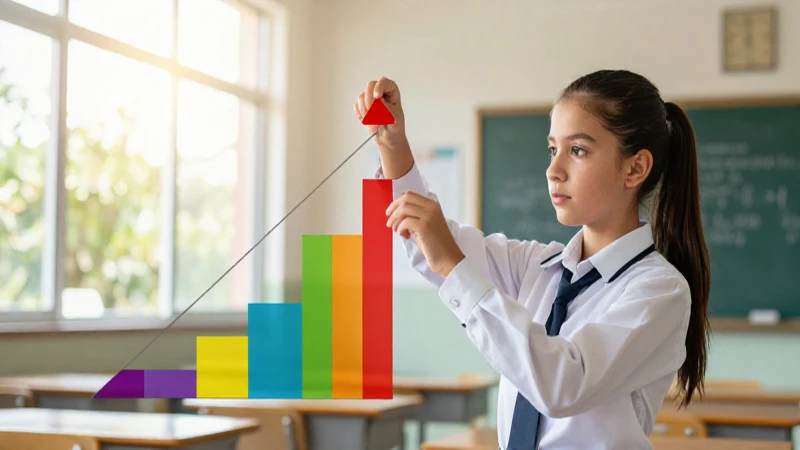 Joven estudiante interactúa con patrones matemáticos vibrantes