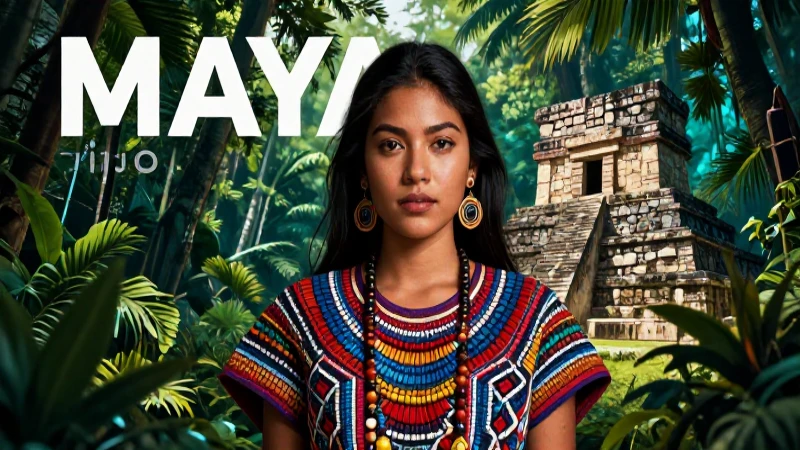 Idioma Q'anjob'al: 20 Palabras en Q'anjob'al y Español 3 Maya mujer fuerte en vibrante jungla mítica