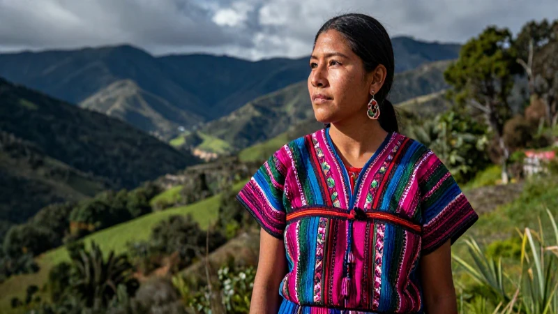 Retrato vibrante de mujer indígena mexicana