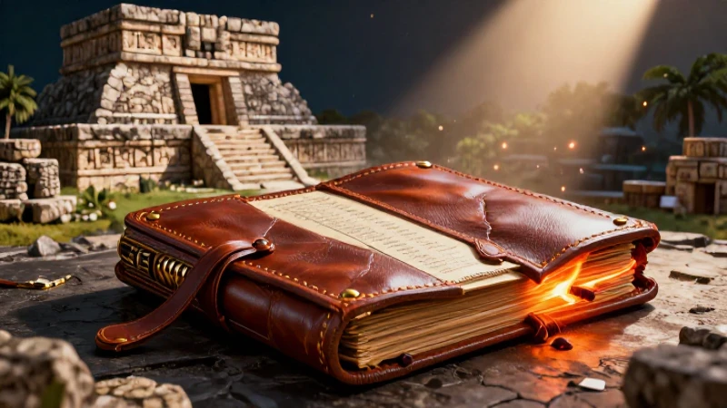 Ilustración realista de un antiguo libro sobre ruinas