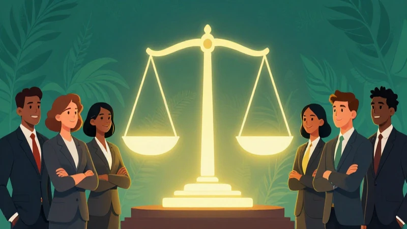 Diversos individuos bajo la balanza de la justicia