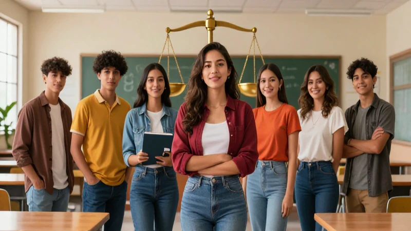 Ilustración educativa de justicia y modernidad mexicana