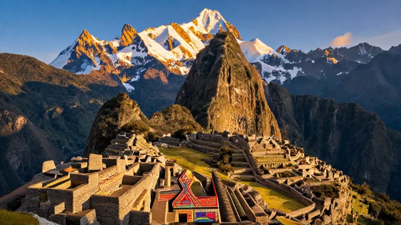 Piedras incas maestras en paisaje andino dorado