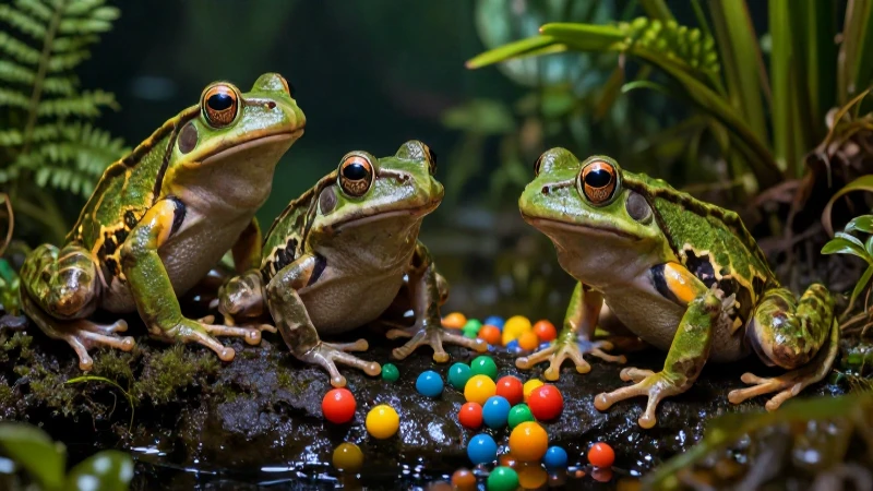 Maravillas de anfibios ovíparos en exuberante selva