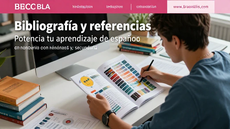 Estudiante estudiando español con estética educativa premium