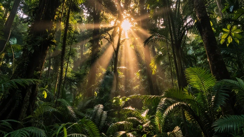 Explora imágenes sorprendentes en español y expande tu conocimiento 3 Vibrante selva con luz dorada