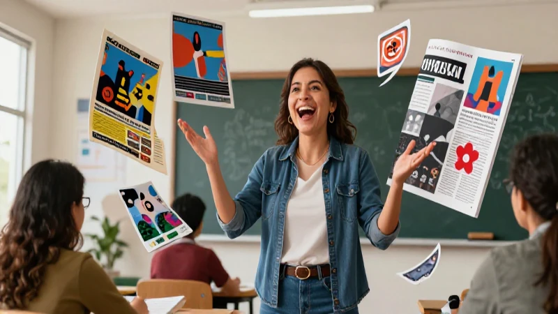 Maestra mexicana dinámica en moderno aula
