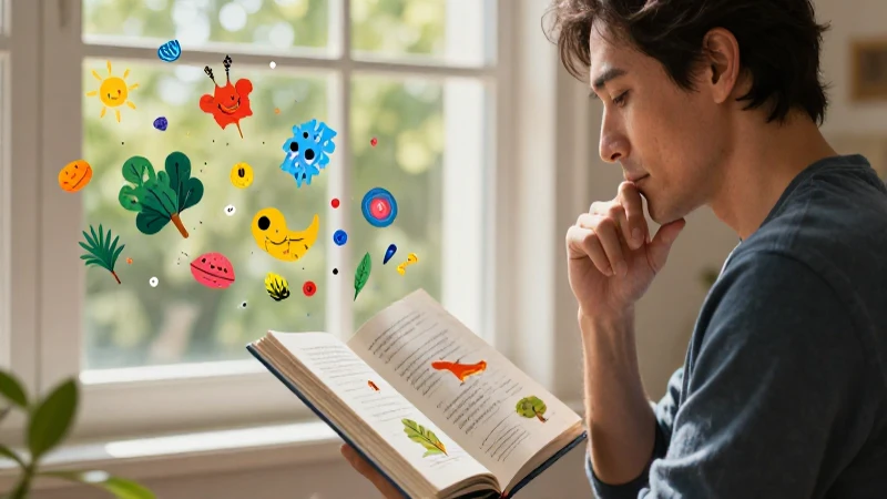Ilustración inspiradora de adulto leyendo un libro