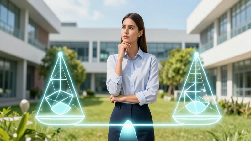 Educadora profesional simbolizando equilibrio moderno