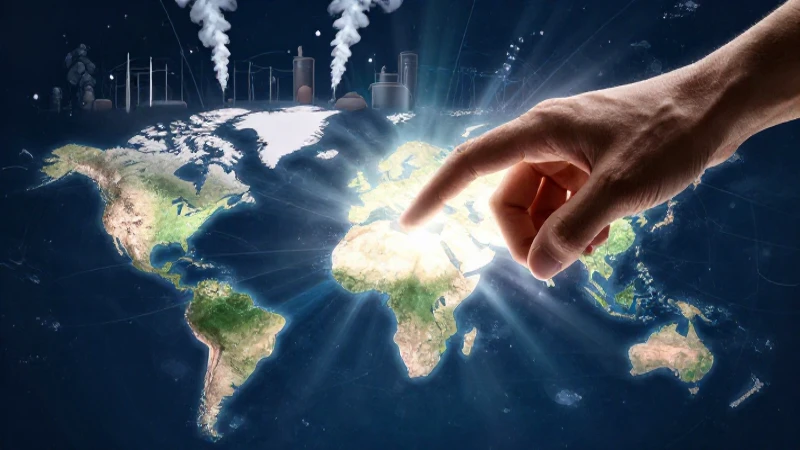 Mapa mundial estratégico influenciado por una mano
