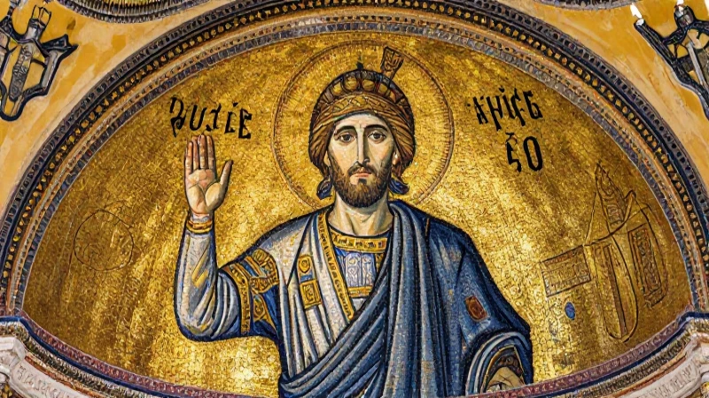 Mosaico bizantino opulento en la cúpula de Santa Sofía