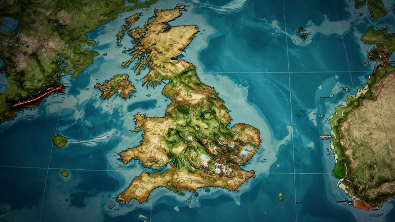 Mapa detallado y estilizado de los territorios británicos