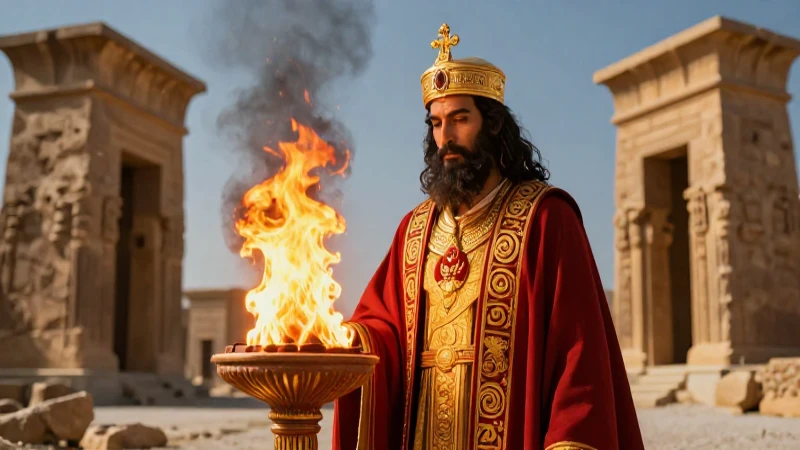 Imperio Persa: Religión, Cultura, Economía y Características 4 Sacerdote zoroastrián frente a fuego sagrado