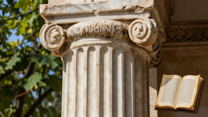 Columna romana antigua y estudio detallado