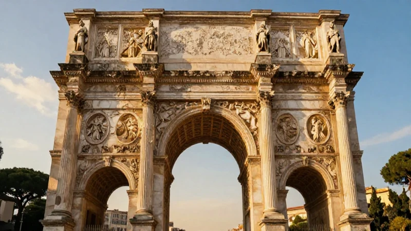Ilustración majestuosa de un arco romano épico