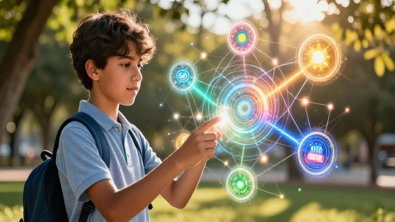 Estudio implícito, conceptos conectados, luz dorada